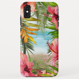 Tropical Island Paradise Hibiscus Flowers iPhone XS Max Case