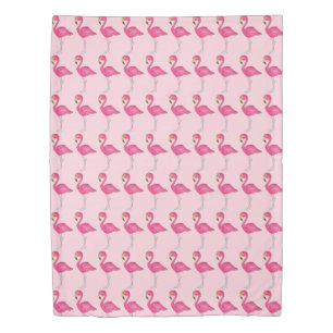 Tropical Island Paradise Hot Pink Flamingo Bird Duvet Cover
