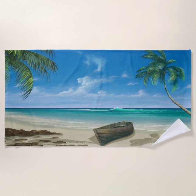 Tropical Island Paradise Sandy Beach Towel (Front)