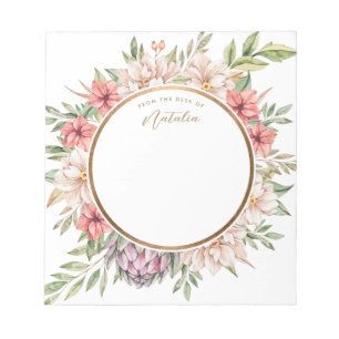 Tropical Island Pastel Floral Personalized Notepad