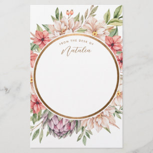 Tropical Island Pastel Floral Personalized Stationery