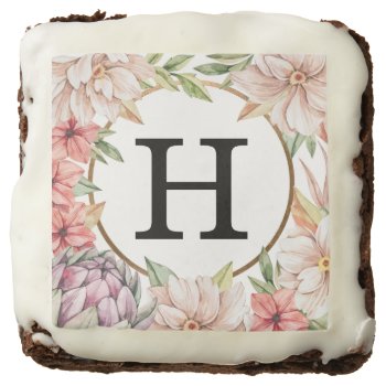 Tropical Island Pastel Floral Wedding Brownie by beckynimoy at Zazzle