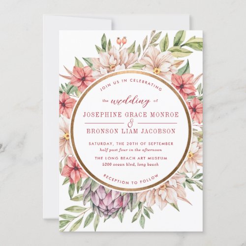 Tropical Island Pastel Floral Wedding Invitation