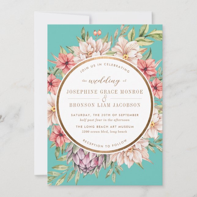 Tropical Island Pastel Floral Wedding Invitation (Front)