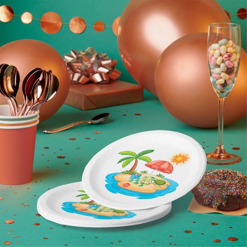 Tropical Island Picnic Paper Plates