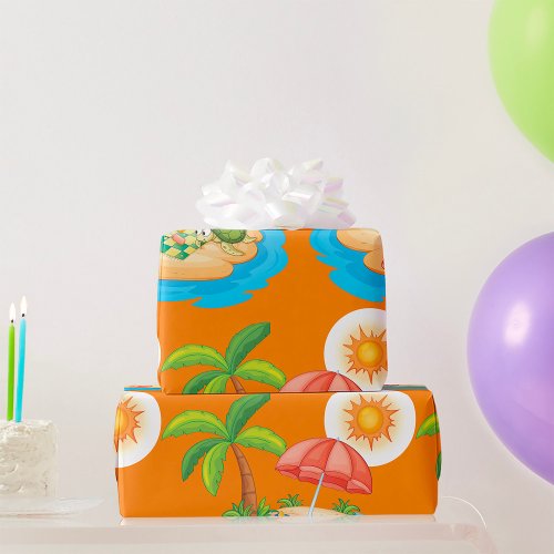 Tropical Island Picnic Wrapping Paper