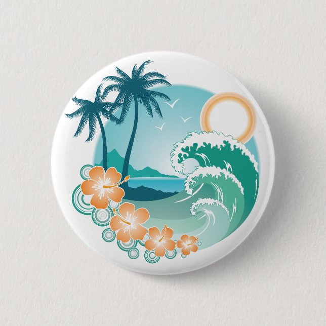 Tropical Island Pinback Button (Front)