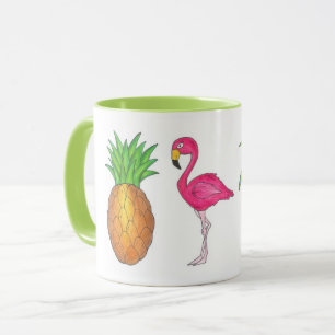 Tropical Island Pineapple Flamingo Palm Tree Mug