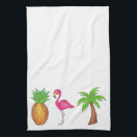 Tropical Island Pineapple Flamingo Palm Tree Towel<br><div class="desc">Features an original marker illustration of a pineapple,  palm tree,  and tropical pink flamingo! Great for an island getaway.</div>