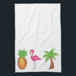 Tropical Island Pineapple Flamingo Palm Tree Towel<br><div class="desc">Features an original marker illustration of a pineapple,  palm tree,  and tropical pink flamingo! Great for an island getaway.</div>