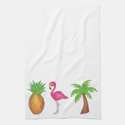 Tropical Island Pineapple Flamingo Palm Tree Towel