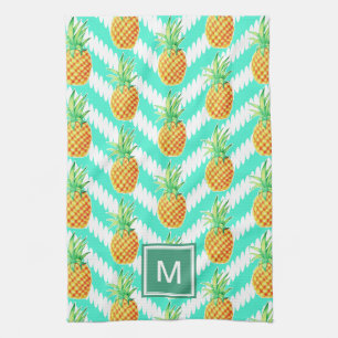 Tropical Island Pineapples & Chevrons   Monogram Towel