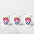 Tropical Island Pink Palm Tree Custom Beach Party Paper Cups | Zazzle