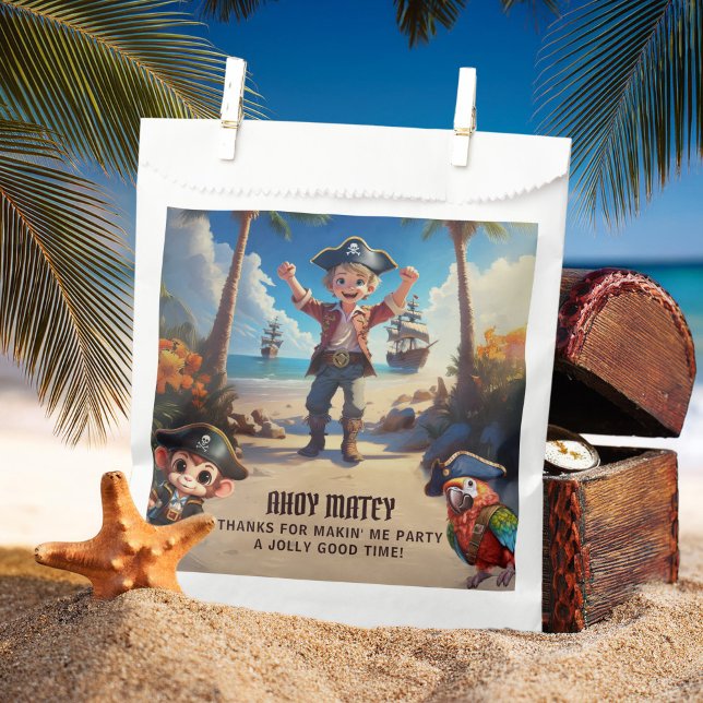 Tropical Island Pirate Boy Birthday Party Favor Bag (Creator Uploaded)