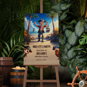 Tropical Island Pirate Boy Party Welcome Sign