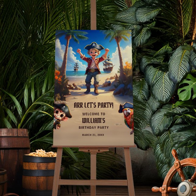 Tropical Island Pirate Boy Party Welcome Sign (Creator Uploaded)