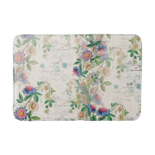 Tropical Island Plumeria Flowers Leaves Bath Mat