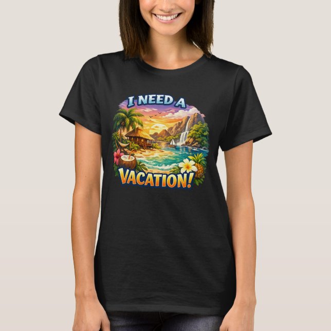 Tropical island print T-shirt (Front)