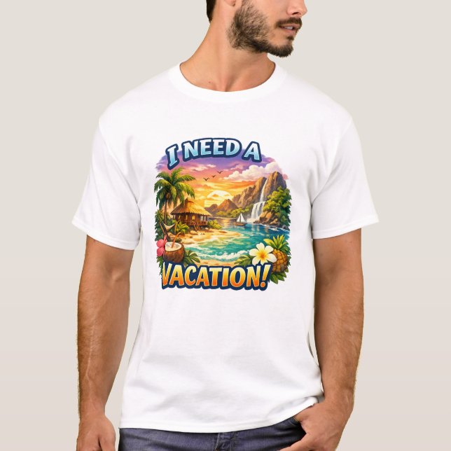 Tropical island print T-shirt (Front)