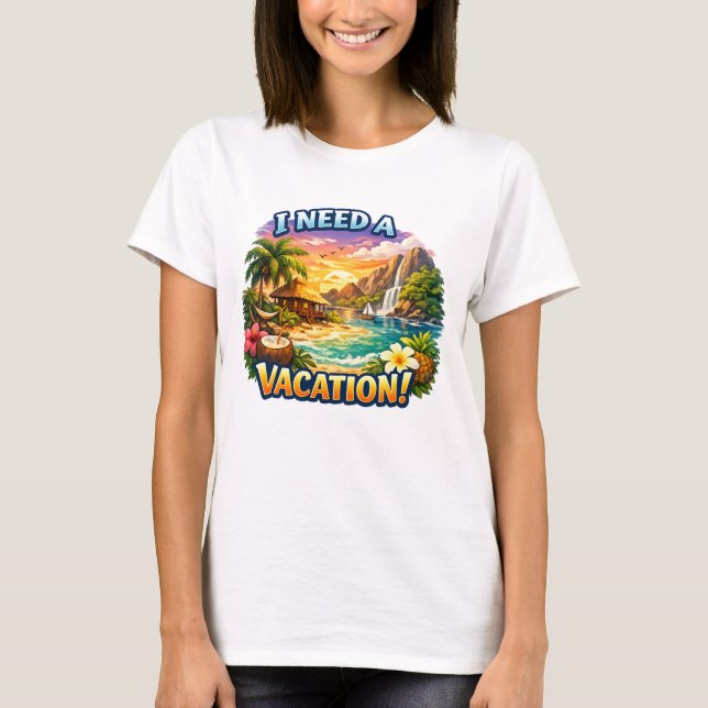 Tropical island print T-shirt (Front)