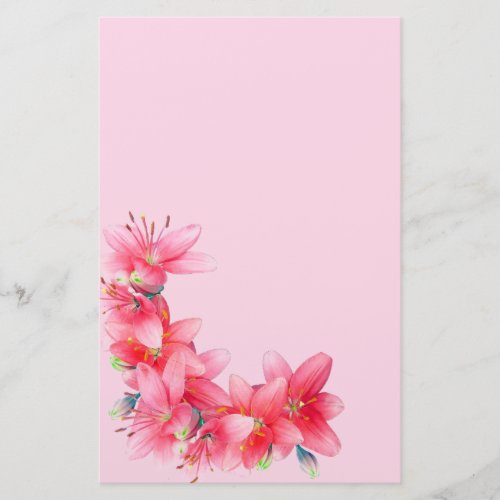 Tropical Island Red Lily Flowers  Stationery