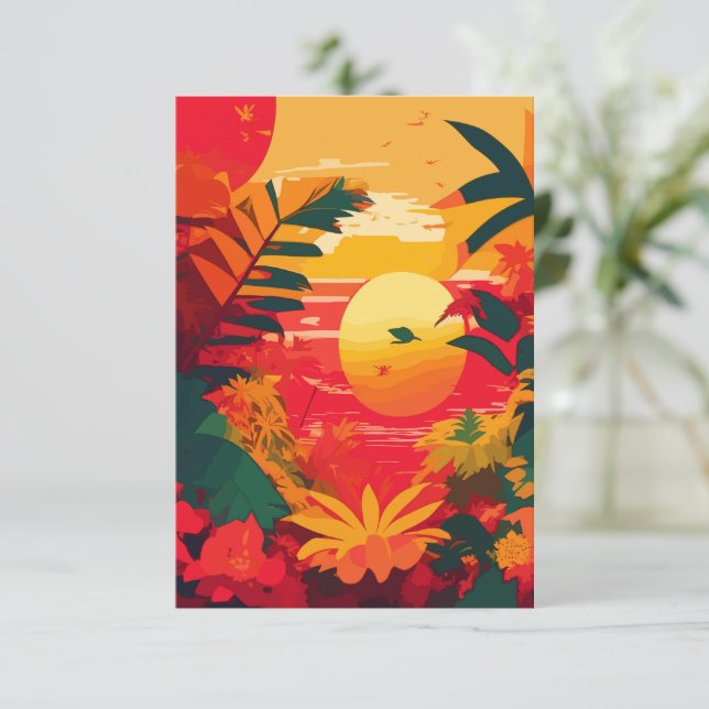 Tropical Island Reggae Sunset Thank You Card (Standing Front)