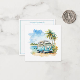 Tropical Island Retro Blue Bus  Note Card