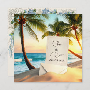 Tropical Island Save Our Date Invitation
