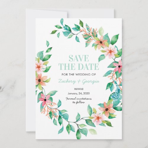 Tropical Island Save the date wedding invitations