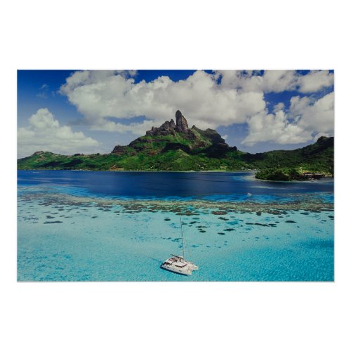 Tropical Island Sea Sailboat Poster