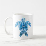 Tropical Island Sea Turtle Design in Blue Coffee Mug