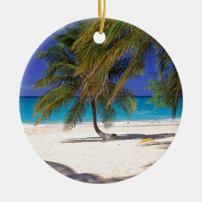 Tropical Island Seven Mile Grand Cayman Ceramic Ornament (Front)