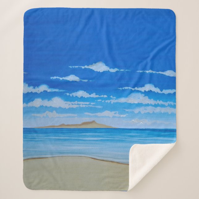 Tropical Island  Sherpa Blanket (Front)