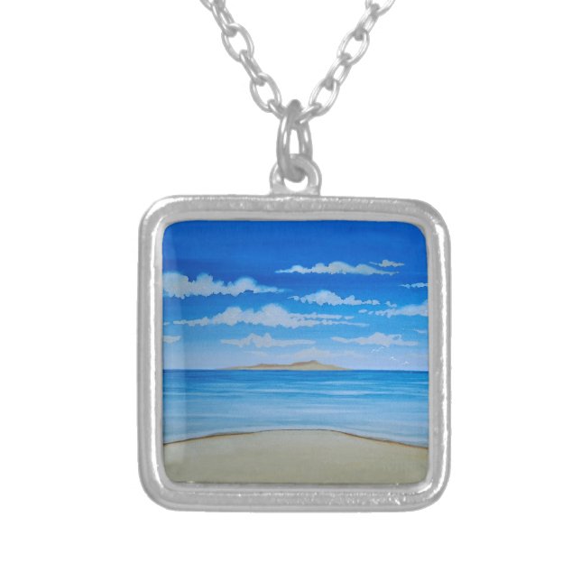 Tropical Island  Silver Plated Necklace (Front)