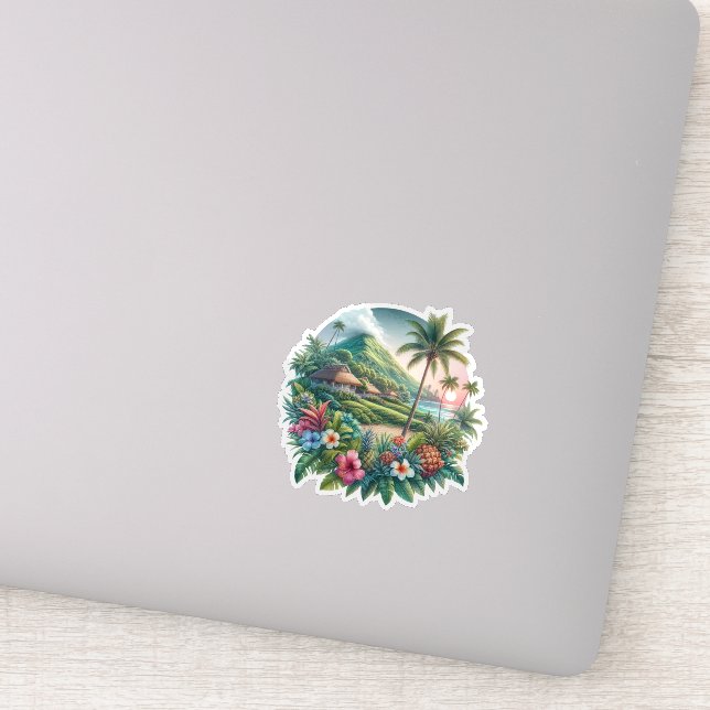 Tropical Island Sticker (Detail)