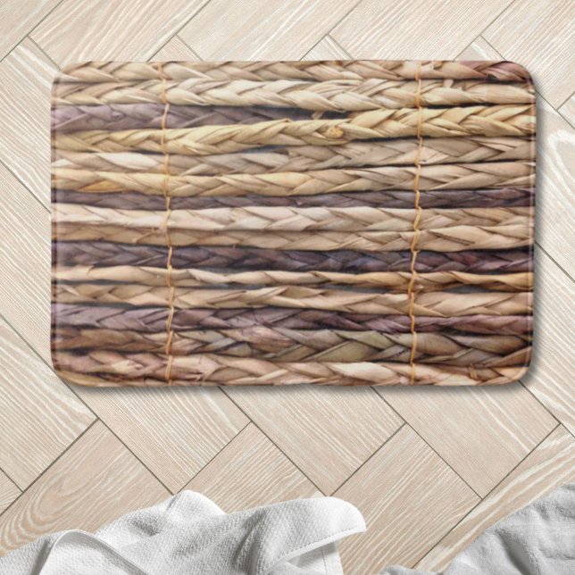 tropical island style beach rustic woven wicker bath mat (tropical island style beach rustic woven wicker bath mat)