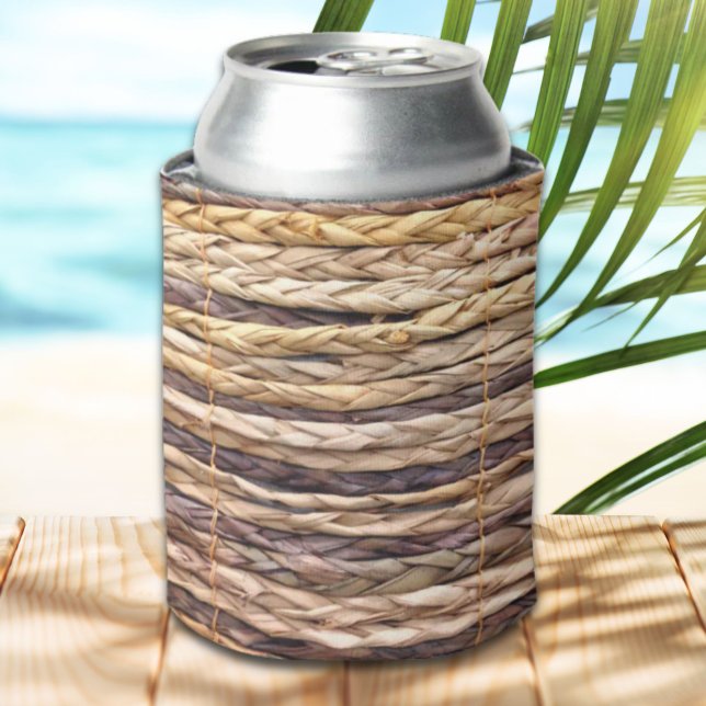 tropical island style beach rustic woven wicker can cooler (tropical island style beach rustic woven wicker can cooler)