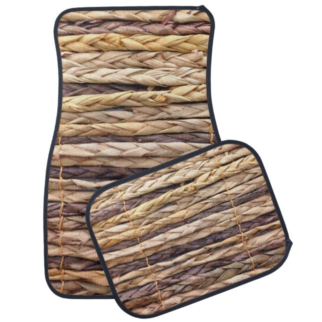 tropical island style beach rustic woven wicker car floor mat (Set)