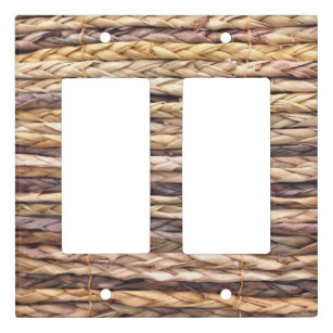 tropical island style beach rustic woven wicker light switch cover