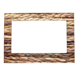 tropical island style beach rustic woven wicker magnetic frame