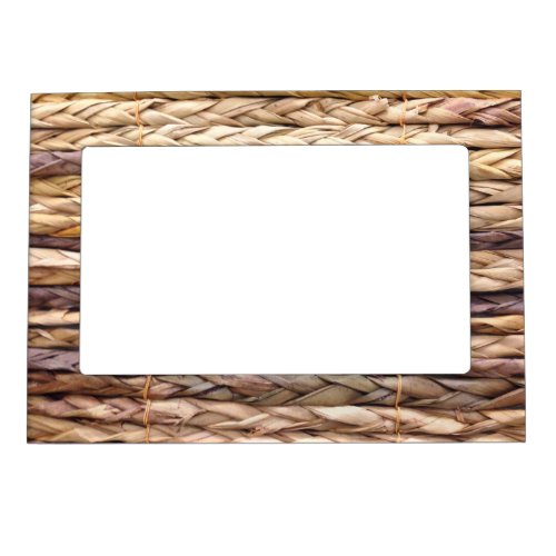 tropical island style beach rustic woven wicker magnetic frame