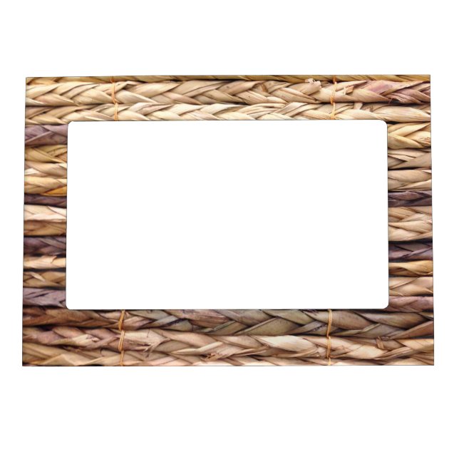 tropical island style beach rustic woven wicker magnetic frame (Front)