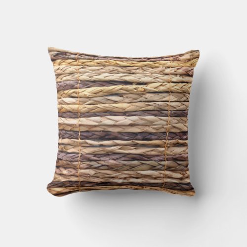 tropical island style beach rustic woven wicker throw pillow