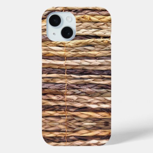 tropical island summer beach rustic woven wicker iPhone 15 case