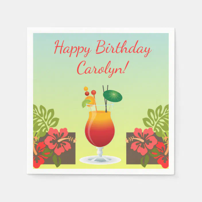 Tropical Island Summer Cocktail Drink Birthday Fun Napkins Zazzle Com