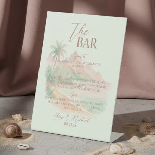 Tropical Island Sunset Bar Wedding Pedestal Sign