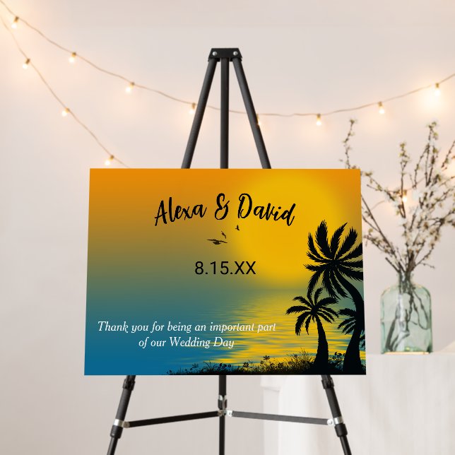 Tropical Island Sunset for Wedding Foam Board (In Situ (Stand))