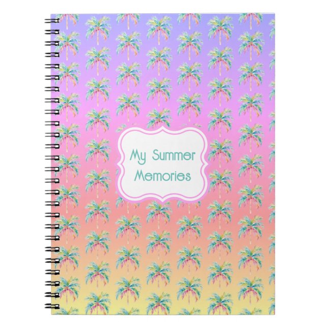 Tropical Island Sunset Palm Tree  Notebook (Front)