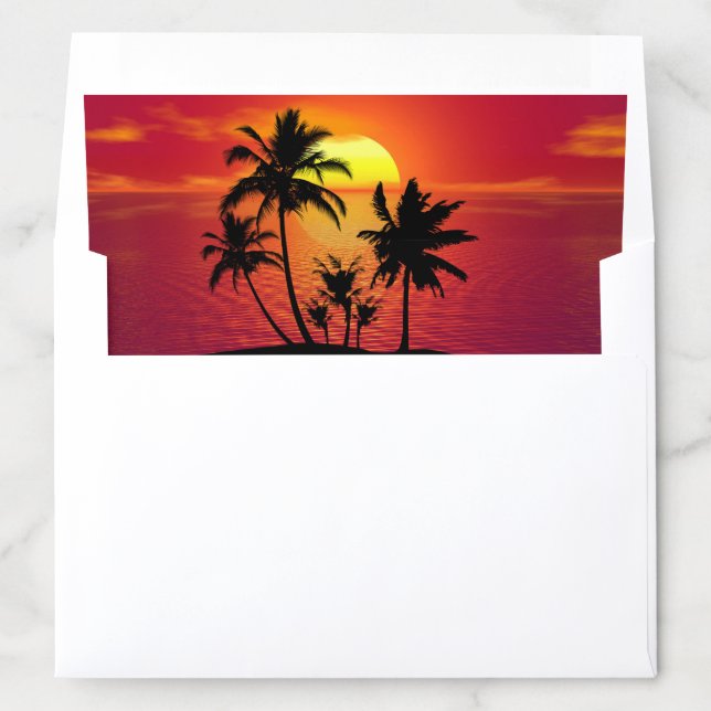 Tropical Island Sunset Palm Trees Sunset Envelope Liner (In Envelope)
