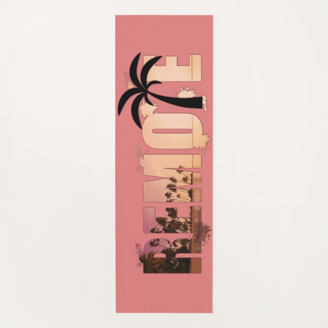 Tropical Island Sunset Palm Trees Yoga Mat (Front)